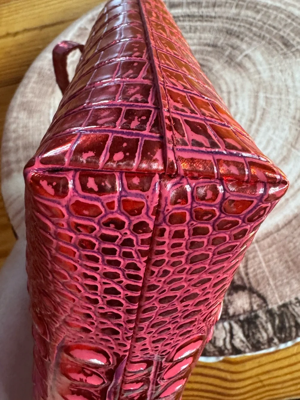 NWT Brahmin Red Dragon Lorelai - Croc-Embossed Mini Top-Handle Bag